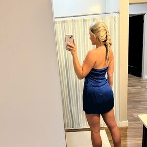 Elegant Blue Satin Dress